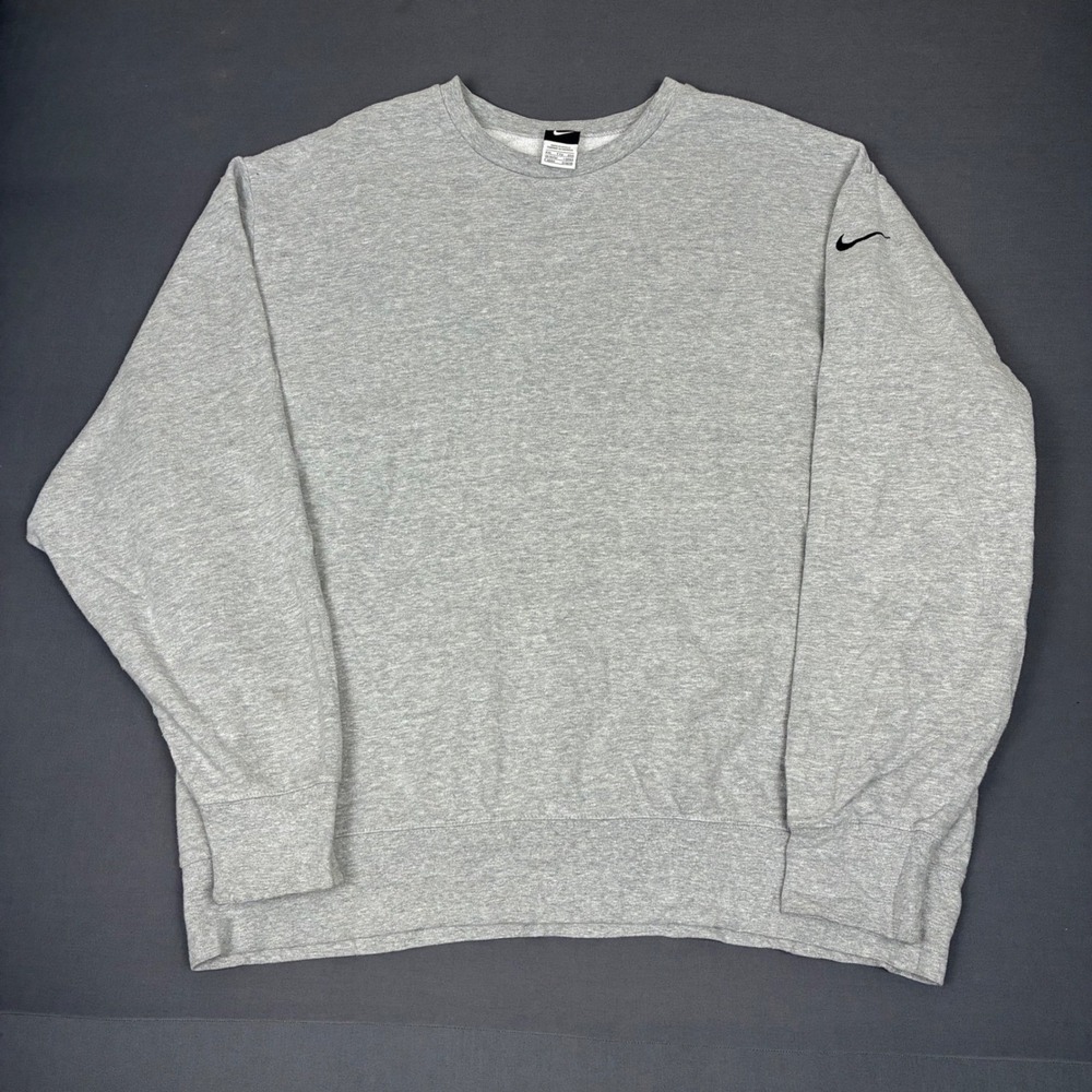 Nike Club Fleece Sleeve Swoosh Crewneck Sweatshirt Men's Size XXL Gray